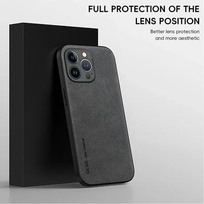 Luxury Leather Phone Case For iPhone 17 16 15 14 13 12 11 Pro Max Plus 17 Air Silicone Soft Protection Shockproof Cover Funda