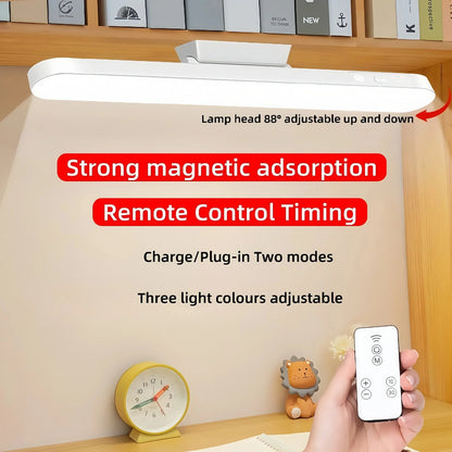 LED Table Lamp Magnetic Hanging USB Rechargeable Desk Lamp 3 Color Reading Light Dimmable Cabinet Closet Wardrobe Night Light - Urbizia