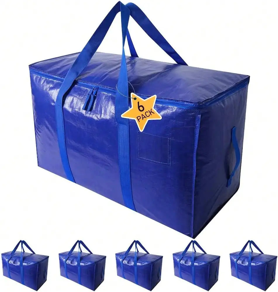 Heavy Duty Moving Bags Or Storage Bag – Large Moving Boxes With Backpack Straps, Zippers & Handles – Perfect For Moving, College Dorm, Traveling, Camping, Christmas Decorations, 6 Pack.