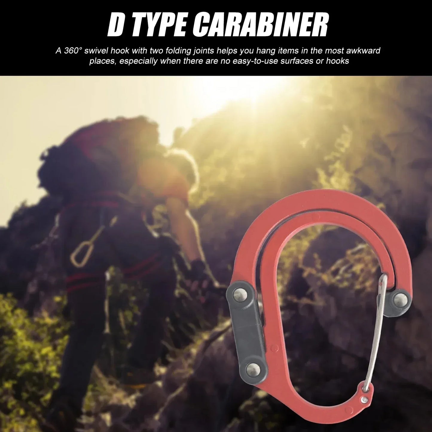 Camping Hybrid Gear Clip Carabiner Rotating Hook Clip Non-Locking Strong Clips for Fishing Hiking Travel Backpack Carabiner Clip