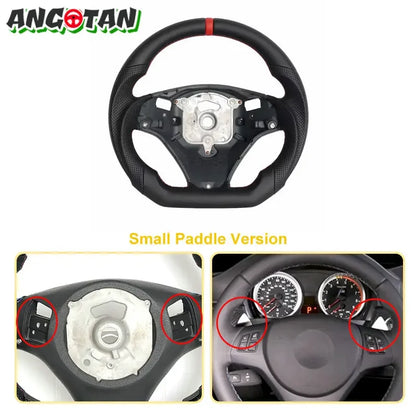 Full Leather Steering Wheel For BMW E90 E91 E92 E93 E89 328i 335i 325i 2005-2012 Steering Wheel Flat Bottom With Paddle Holes