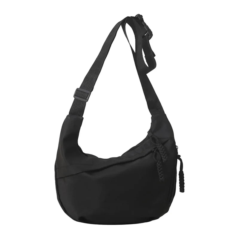 New retro nylon tote bag, stylish large capacity shoulder bag, commuting crossbody bag