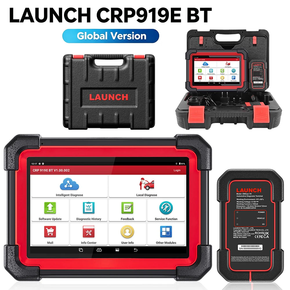 LAUNCH X431 CRP919E BT Car Diagnostic Tools CAN FD DOIP ALL Systems ECU Coding Bi-directional 35 Resets DBScar VII Auto Scanner