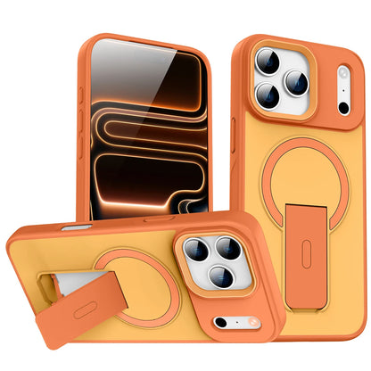 Skin-Feel Anti-Fingerprint Phone Case, Invisible Magnetic Stand Shockproof Cover, Compatible with iPhone 18/17 Pro Max/16E/15/14/13/12/11/Air/Plus/Pro, Supports Magnetic Charging & Magnetic Accessories