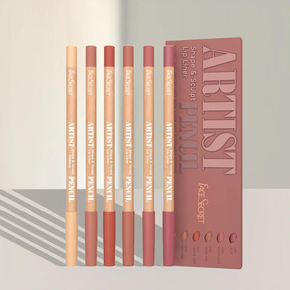 Face Secret Artist Shape Sculpt Lip Liner Pencil Set, Weightless Precise Liner with Super Soft Blendable Texture Matte Soft