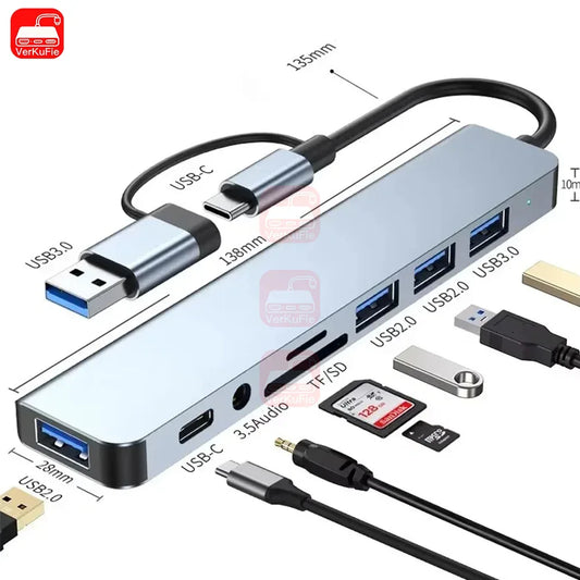 8-in-1 USB-C Hub Adapter with Card Reader