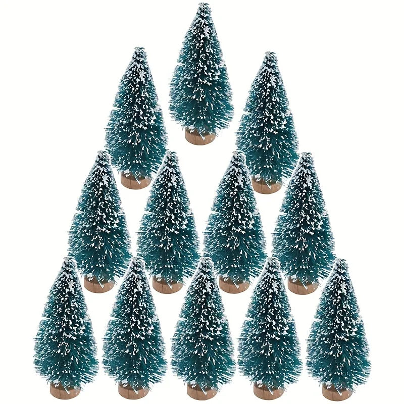 Mini Sisal Snow Frost Christmas Trees – 24pcs