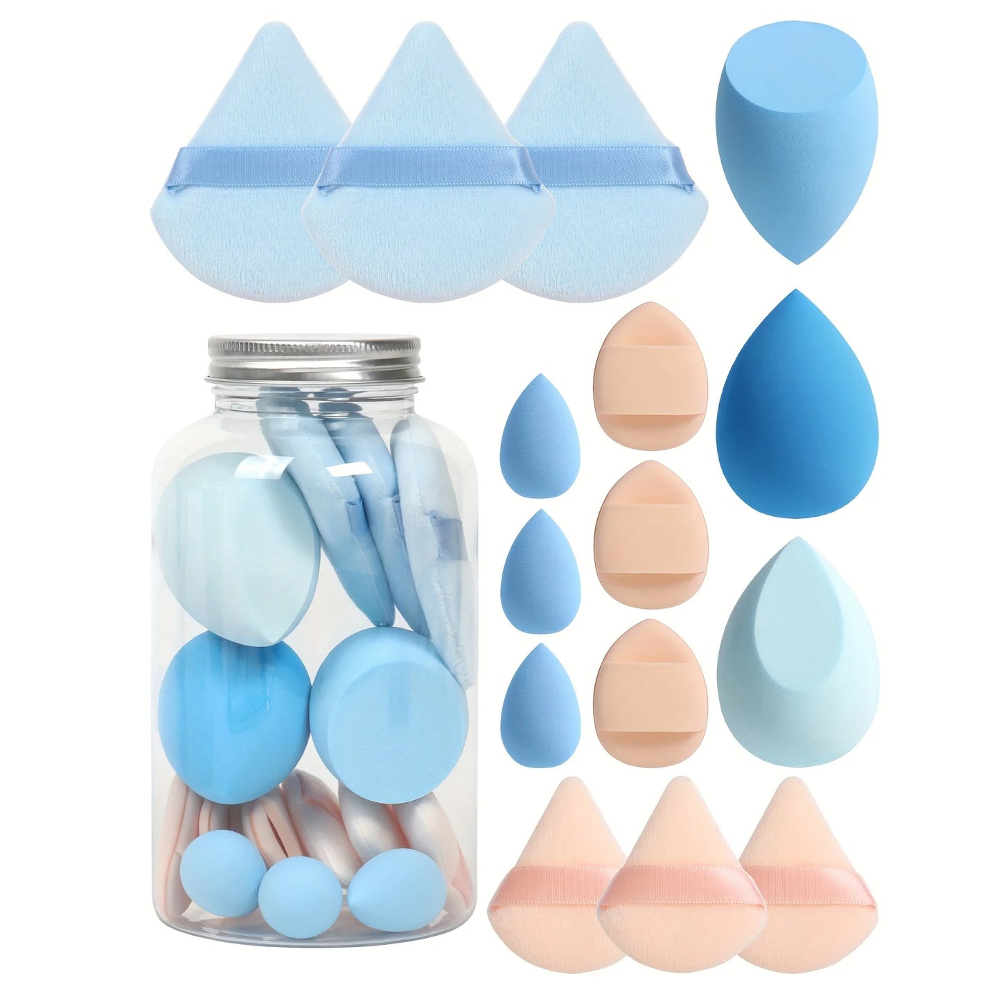 15-Piece Makeup Puff & Mini Sponge Set – Foundation & Air Cushion Tools