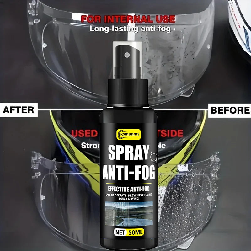 Motorcycle Helmet Anti-Fog Spray, Effectively Prevents Fogging, Enhances Visibility with Durable Nano Coating, Suitable for All