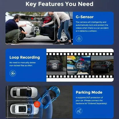2/3Camera WIFI/NO WIFI Dash Cam Cabin Car Dvr 1080P Interior Vehicle Three Way Channel Dvrs Recorder Video Dashcam Camcorder