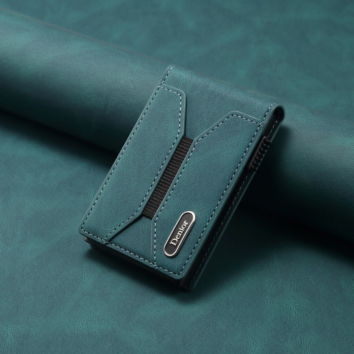 Denior Magsafe Magnetic Card Bag, Press Type Automatic Pop-Up Multifunctional Card Box, Can Hold 6-10 Credit Cards Leather Walle