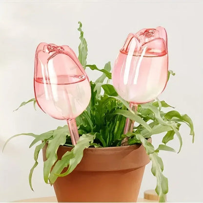 Pink tulip plant watering balls, suitable for indoor and outdoor plants, automatic plant drippers, and automatic watering - Urbizia
