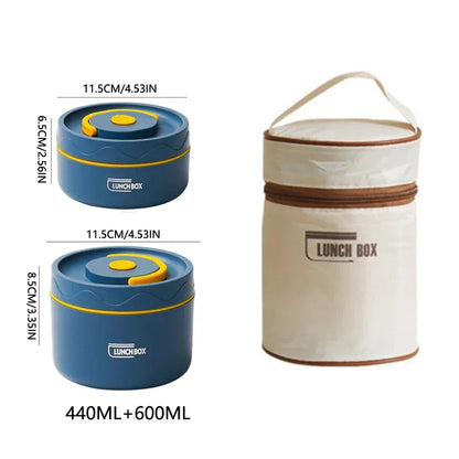 304 Stainless Steel Insulated Double-Layer Lunch Box with Bag