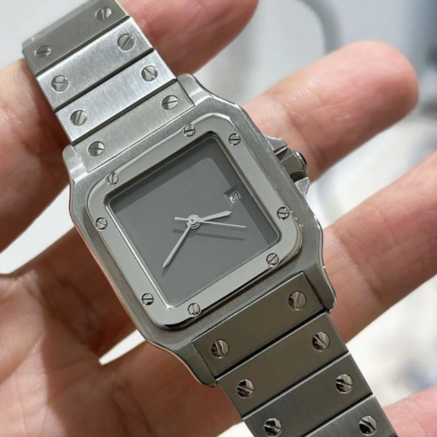 CILOA Silver Square Watch Men's Simple High Quality Light Luxury Gift Fashion Waterproof Compact Quartz Watch
