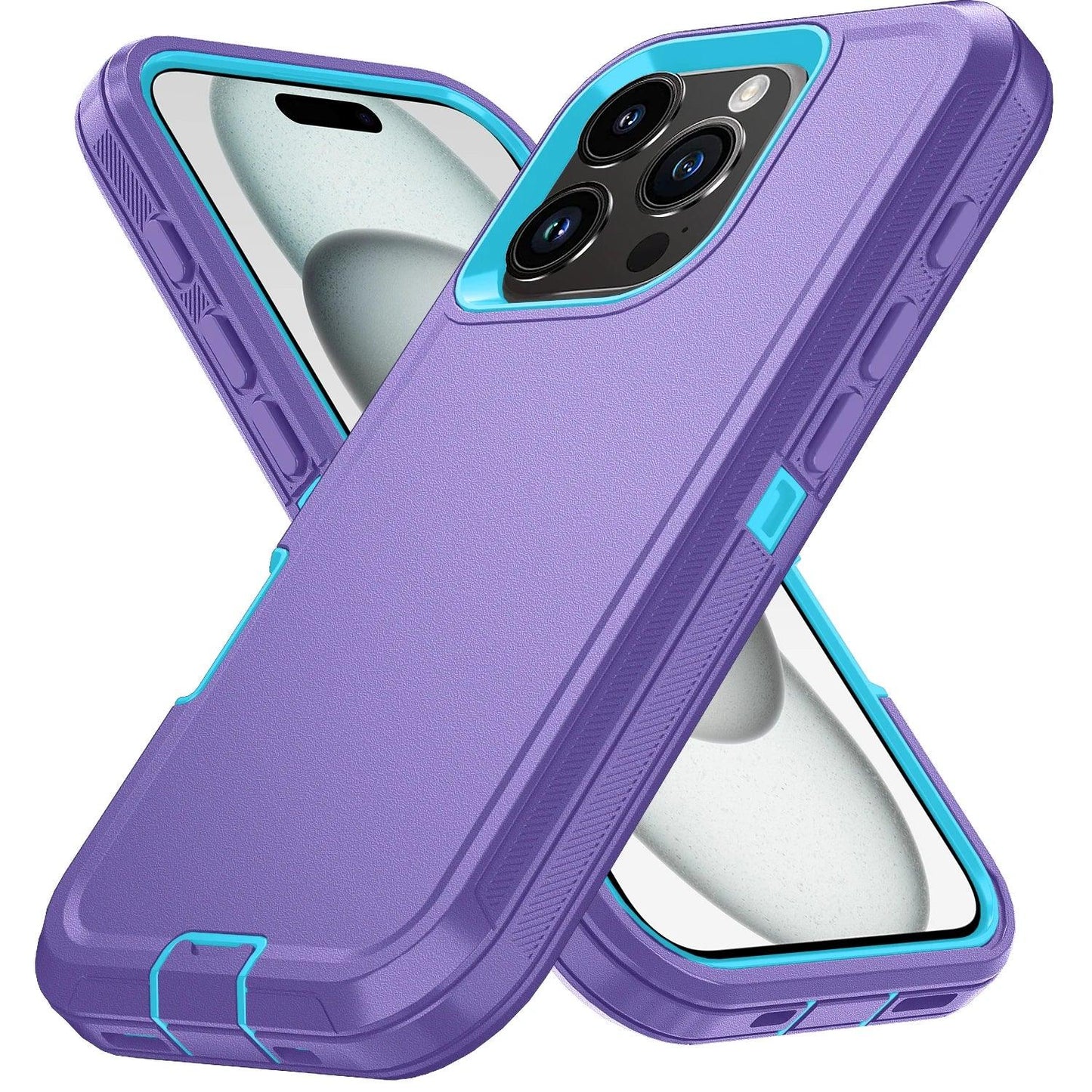 Shockproof Armor Defender Case for iPhone 11–17 with Stand – PC + TPU