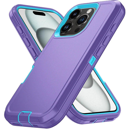 Shockproof Armor Defender Case for iPhone 11–17 with Stand – PC + TPU