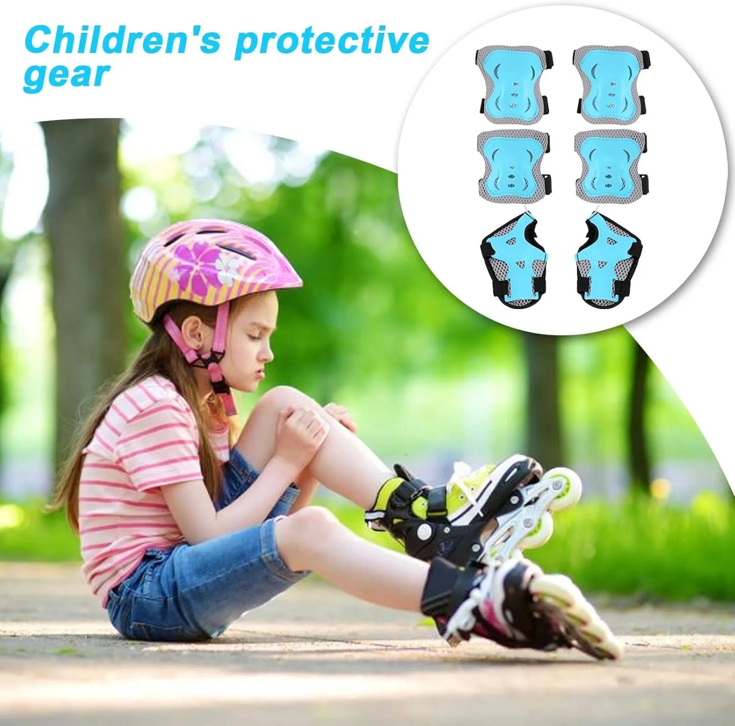6 in 1 Knee Pads Elbow Pads with Wrist Guards for Ages 3-10, Protective Gear for Skating, Cycling, Biking,Roller Skates,Scooters