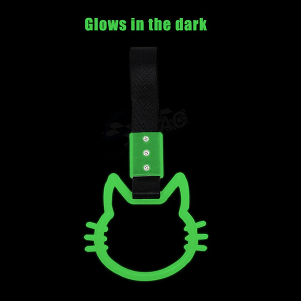 JDM Auto Accessories Cat Tsurikawa Ring Handle Hand Strap Loops Bumper Bus Car Drift Charm Warning Tag