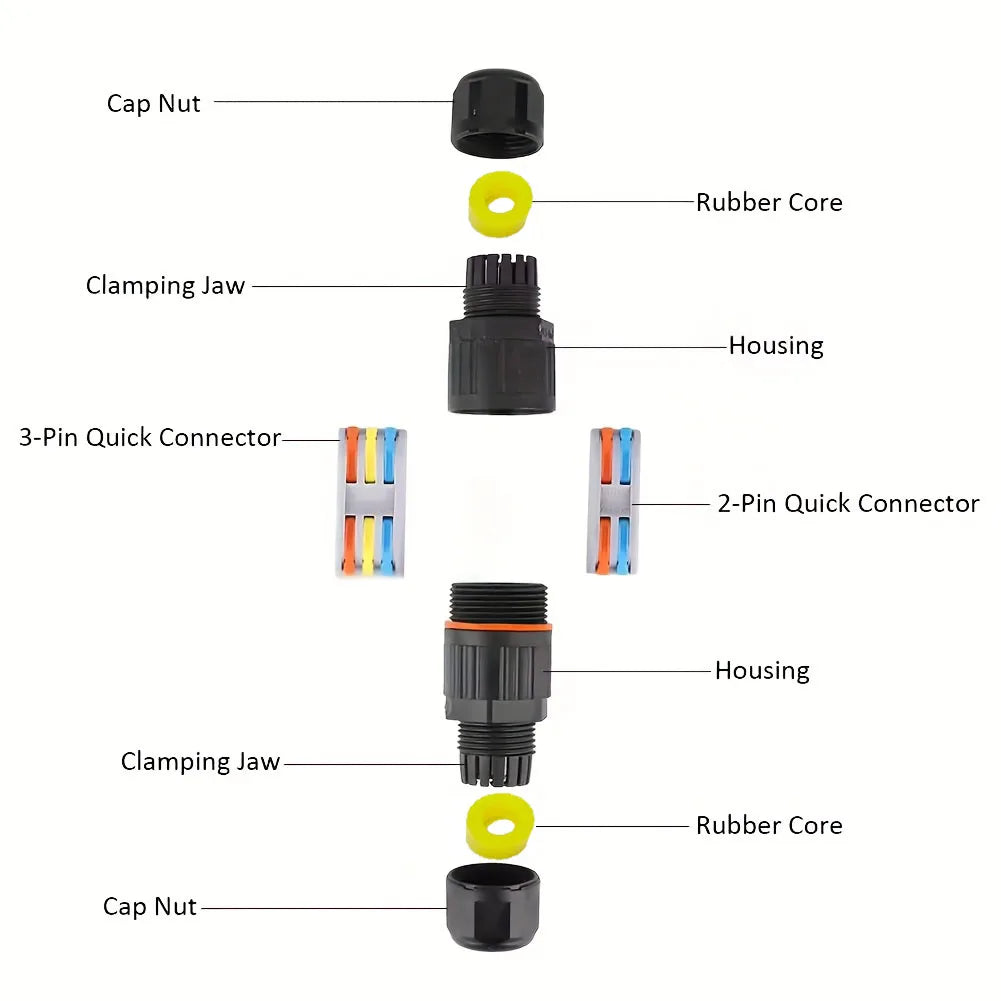 1/2Pcs IP68 Waterproof Joint Wire Quick Connection Connector 2/3 Pin Solder Less LED Lamp Wiring Outdoor Rainproof Terminal