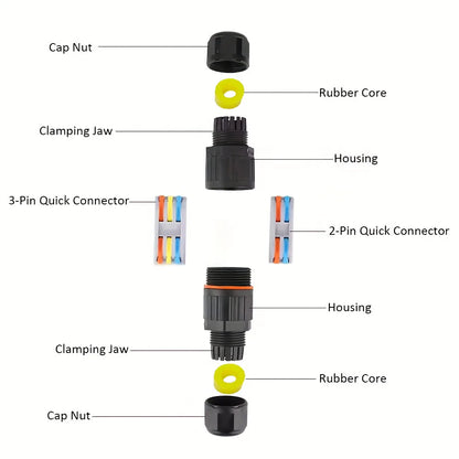 1/2Pcs IP68 Waterproof Joint Wire Quick Connection Connector 2/3 Pin Solder Less LED Lamp Wiring Outdoor Rainproof Terminal
