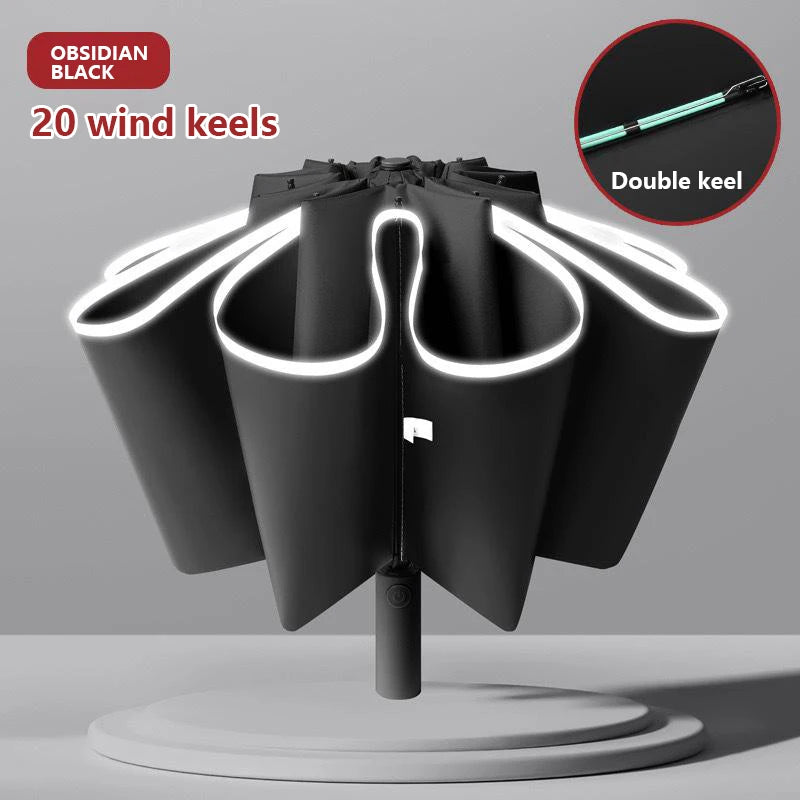 Fully Automatic Umbrella Reverse Folding Umbrella with Windproof Reflective Stripe UV Umbrellas For Men Women Sunshade new