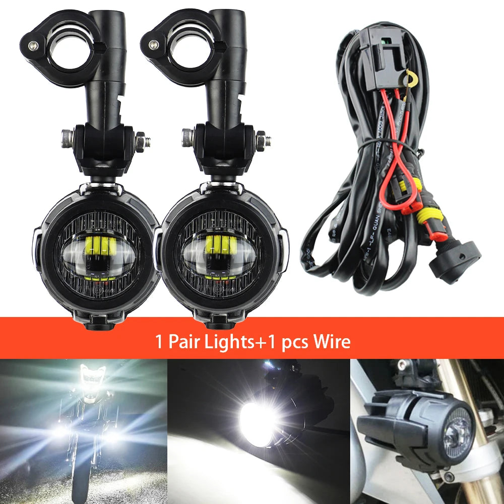 Auxiliary Lights LED Spot Driving Fog Lights for R1200GS F800GS K1600 Universal Motorcycle 40W 6000K Fog Lamps