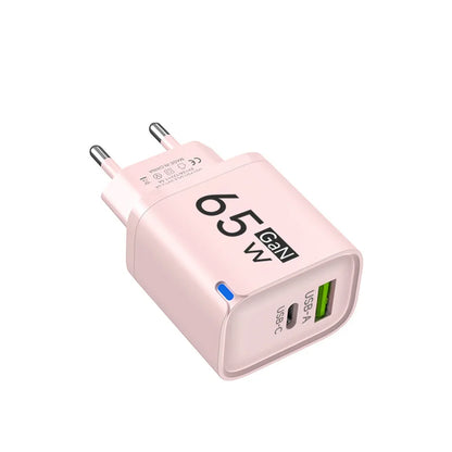 65W GaN Type C USB Fast Charge Chargers Dual Ports Cellphone Power Adapter For Samsung Huawei Xiaomi iPhone USB C Wall Charger