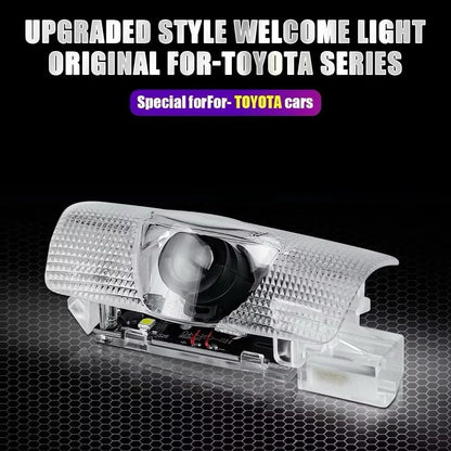 2PCS LED door welcome Lamp logo light For Toyota Camry Highlander Land Cruiser Prado Avalon Reiz Rav4 Crown CHR Prius accessory