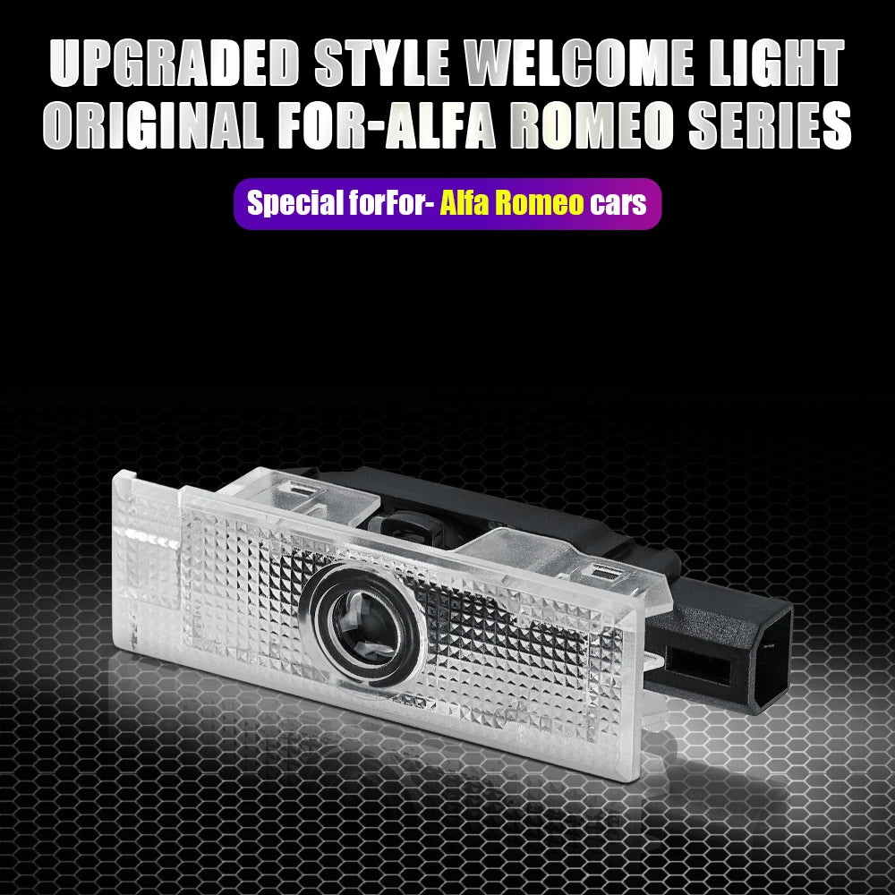 2PCS Car HD Projector Lamp Car Door Wireless Welcome Light LED Decoration Auto Accessories For Alfa Romeo Giulietta Stelvio 2017