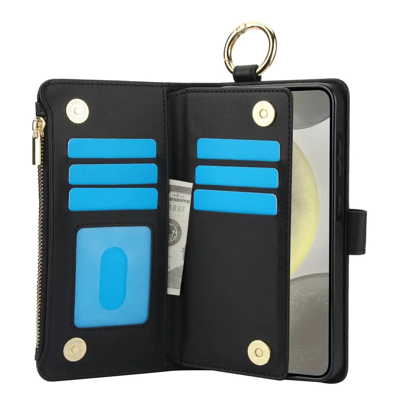 for Samsung Galaxy A55/A15/A54/A14/A73/A53/A13/A72/A52 Wallet case with Zipper Credit Card Holder RFID Blocking,Flip Folio Cover