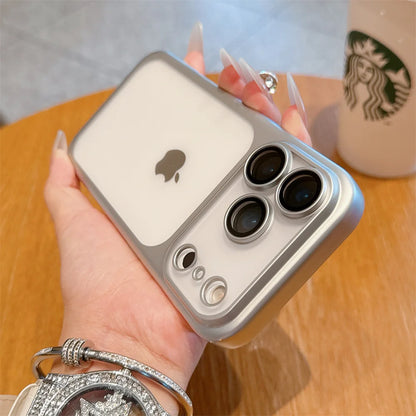 Luxury Frosted Transparent Matte Phone Case For iPhone 16 15 17 18 Pro Max Air 14 13 12 11 Metallic Color Frame Protection Cover