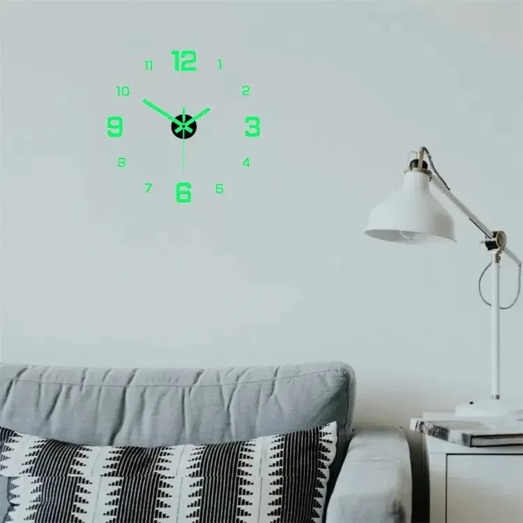 EW Creative Simple Luminous Digital Clock European Style DIY Silent Wall Clock Study Living Room Punch-Free Wall Sticker Clock - Urbizia