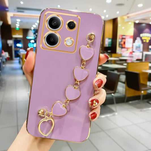 Luxury Love Heart Bracelet Chain Case for Xiaomi & Redmi – Plated Wrist Strap Cover