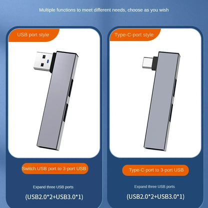 3-in-1 USB 3.0 Type-C Hub Splitter 5Gbps High-Speed Adapter