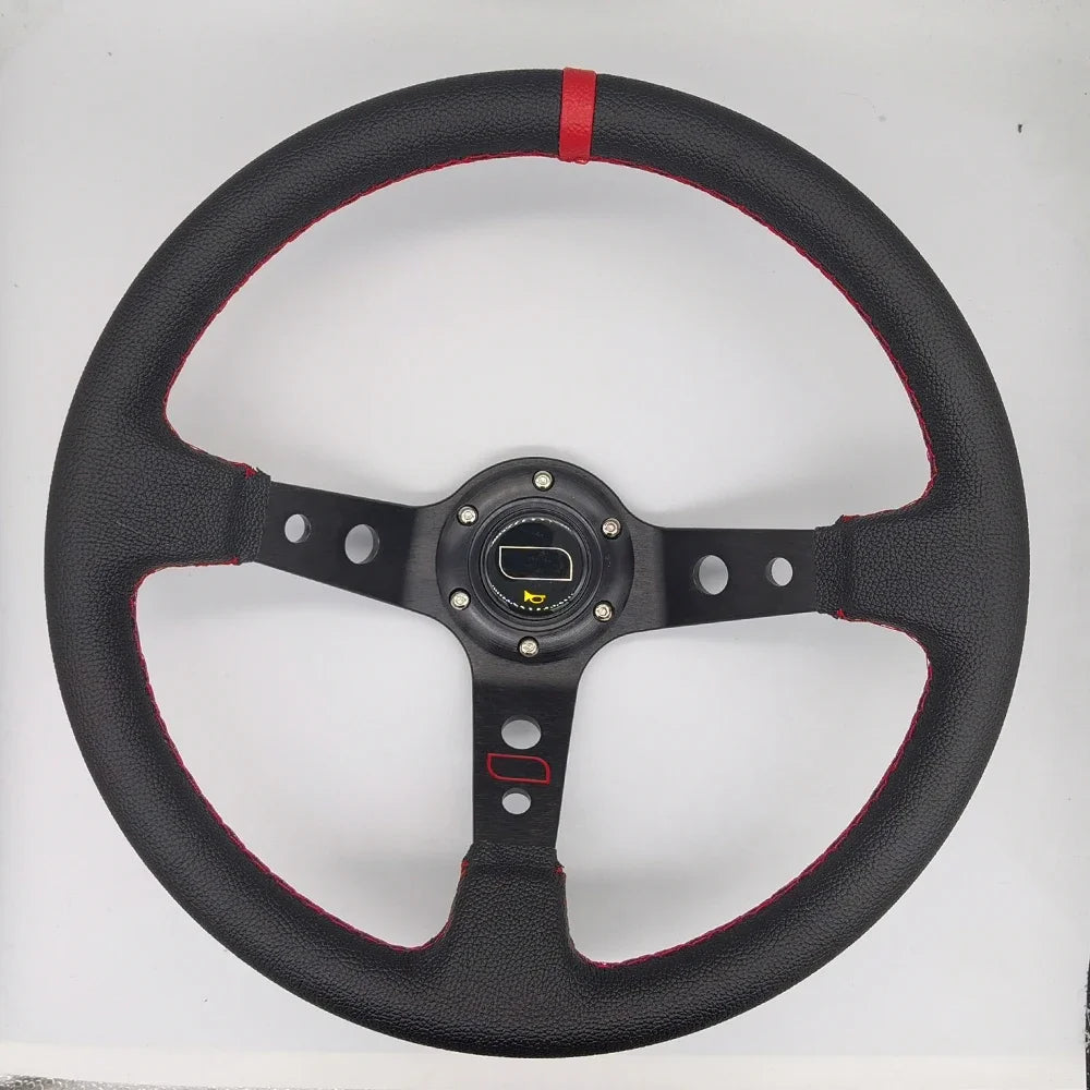 Universal Car Accessories 14 inch 350mm Suede/PVC Car Racing Steering wheels Deep Corn Drifting Sport Steering Wheel With Logo