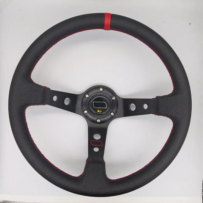 Universal Car Accessories 14 inch 350mm Suede/PVC Car Racing Steering wheels Deep Corn Drifting Sport Steering Wheel With Logo