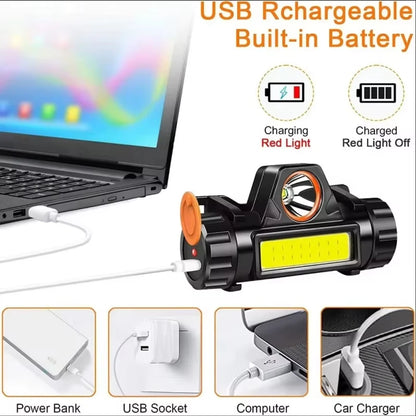 XP-G Q5 Headlamp Head Lamp Headlight Waterproof 2500lm Cob Led Built in Usb Rechargeable 14500 Battery Working Light