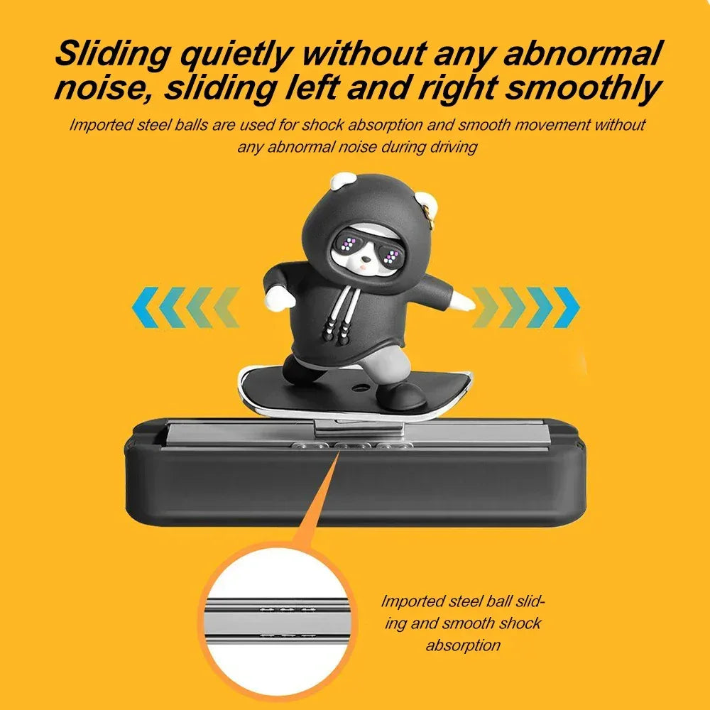 Magnetic Skateboard Bear Car Dashboard Ornament - Urbizia