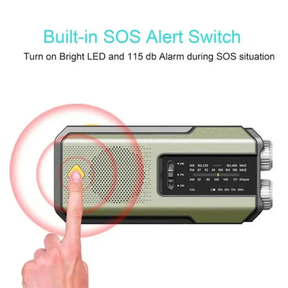 Weather Radio Emergency Multifunctional Radio FM AM WB Hand Crank Solar USB Charging 2000mAh Power Bank LED Flashlight Torch - Urbizia