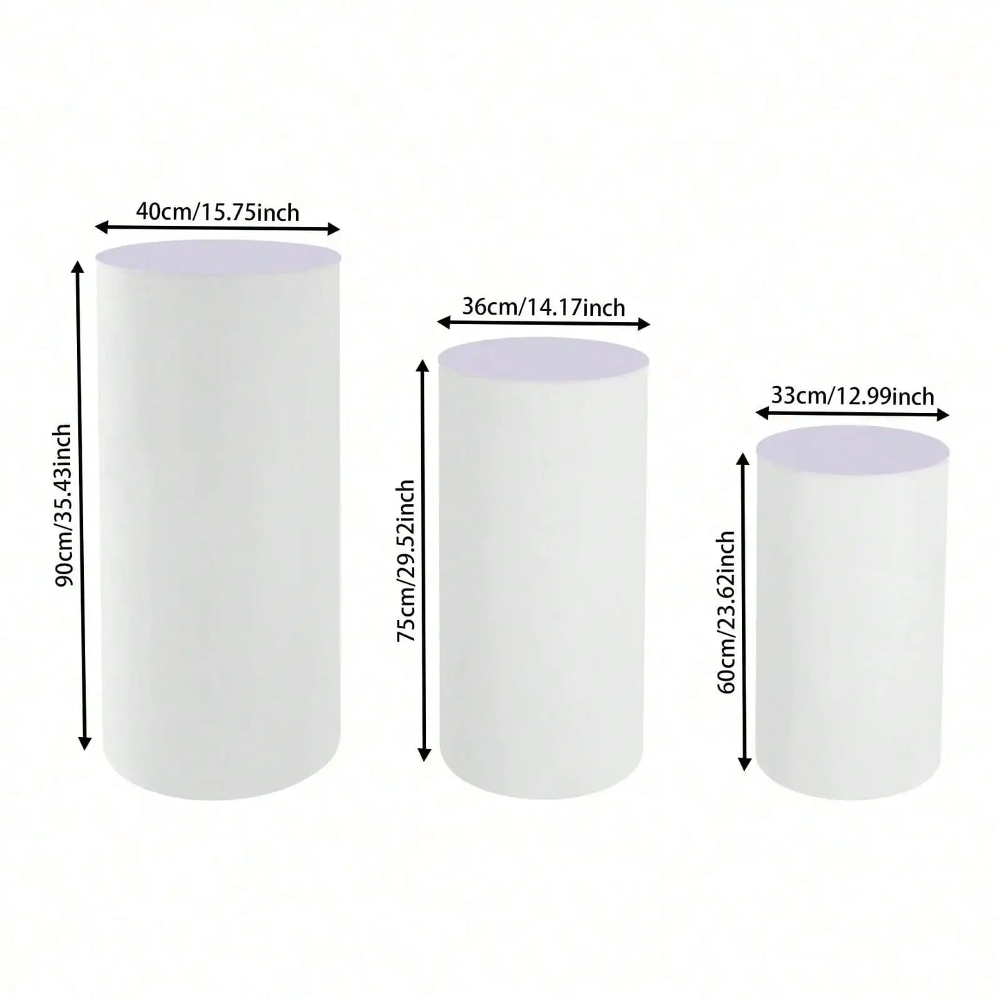 3Pcs White Cylinder Pedestal Stands Round Cylinder Pedestal Display Plinth Pillars For Wedding Party Decor