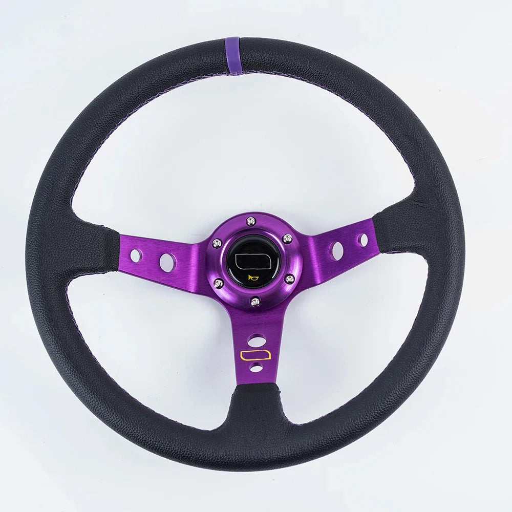 Universal Car Accessories 14 inch 350mm Suede/PVC Car Racing Steering wheels Deep Corn Drifting Sport Steering Wheel With Logo