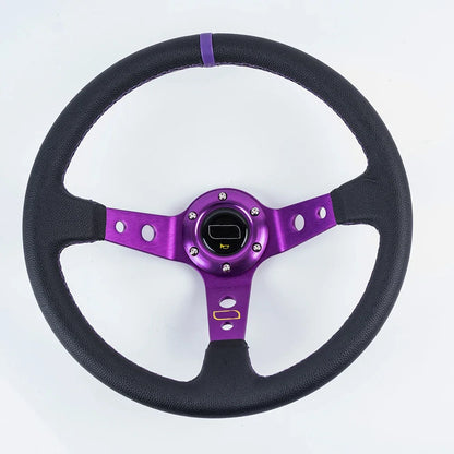Universal Car Accessories 14 inch 350mm Suede/PVC Car Racing Steering wheels Deep Corn Drifting Sport Steering Wheel With Logo