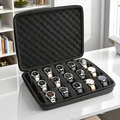 Advanced 15 Slots Pressure Proof Watch Storage Box Portable Travel Watch Display Case Jewelry Organizer for Men Home Office