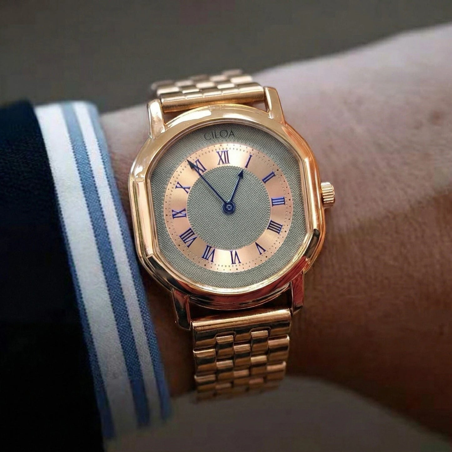 CILOA Men's Retro Roman Numeral Quartz Wristwatch, Business Casual Versatile Watch