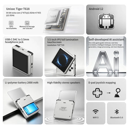 Anbernic RG Rotate Retro Handheld Game Console Android 12 T618 IPS Screen Game Emulator 3GB+32GB WiFi Portable Gaming Device