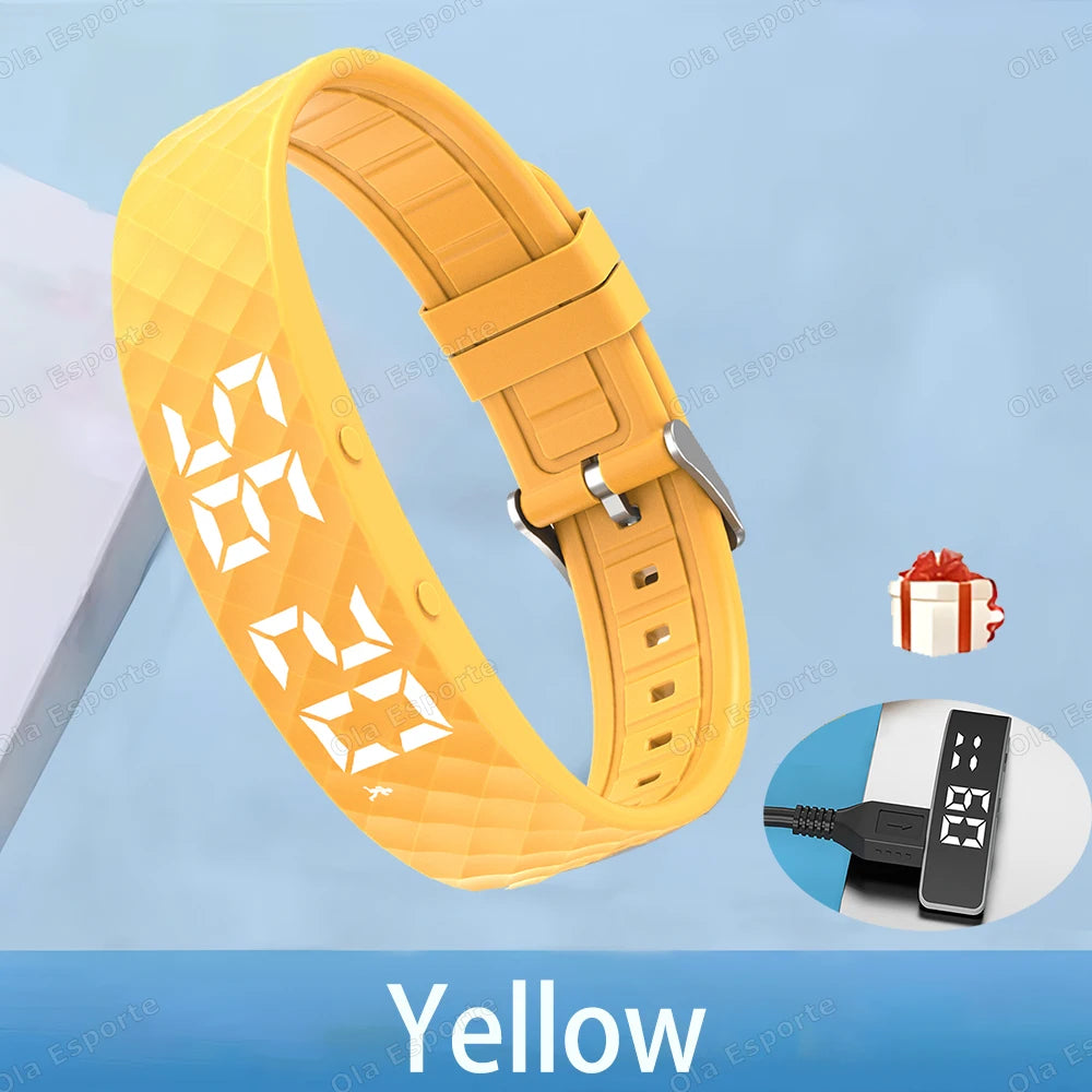 2026 Outdoor Smartwatch Sports Bracelet Vibration Alarm Clock Reminder Sleep Monitoring 24 Hours Pedometer Rechargeable Bracelet