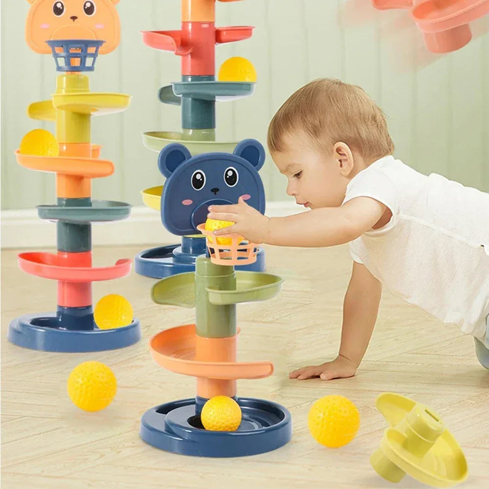 Montessori Sensory Toy – Track Rolling & Push Pop Ball Game - Urbizia