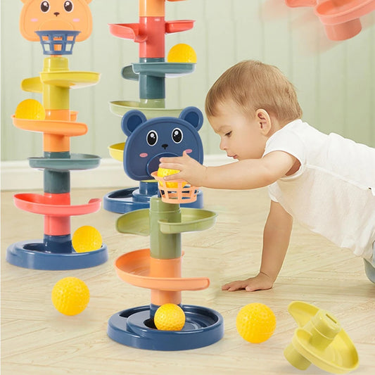 Montessori Sensory Toy – Track Rolling & Push Pop Ball Game