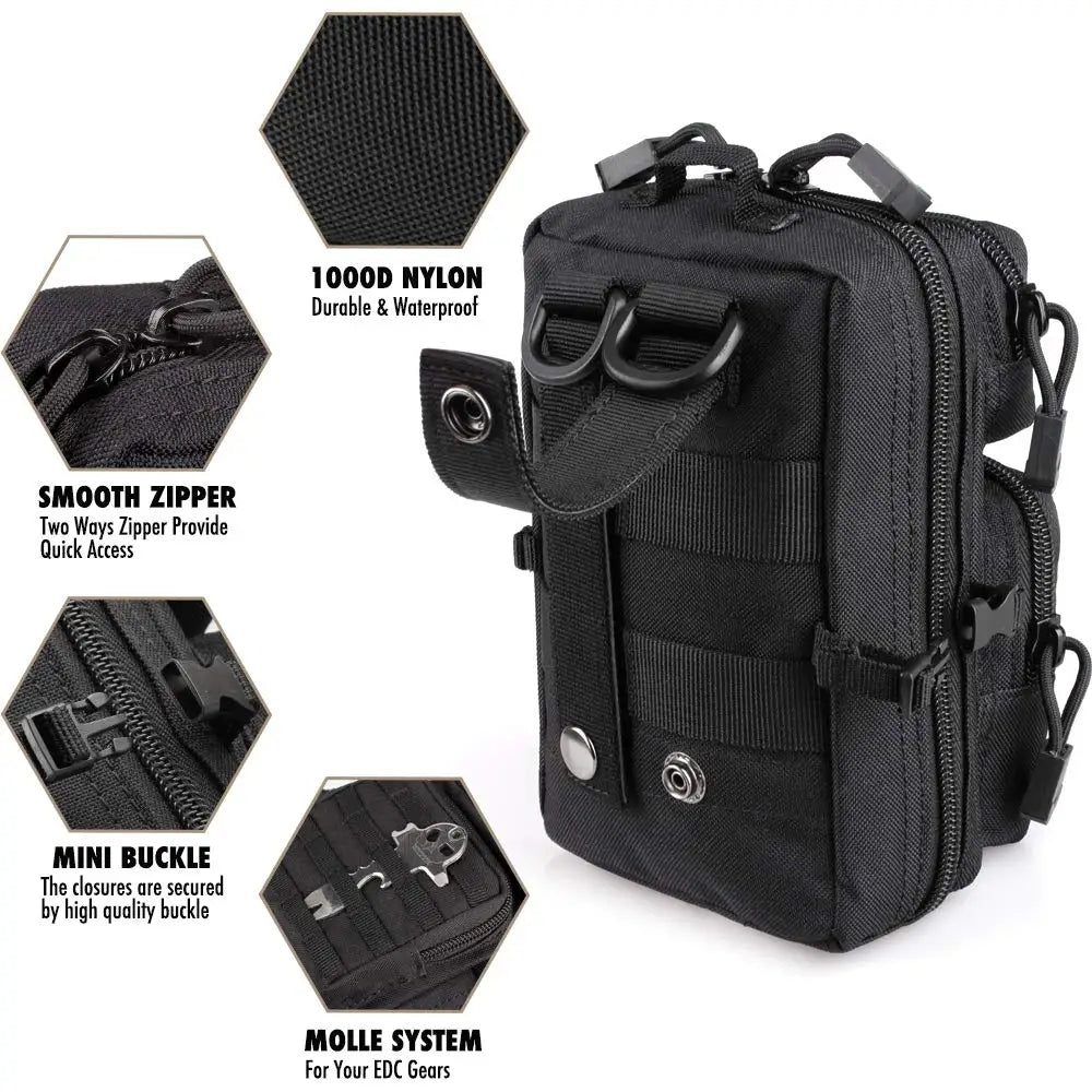 Mini Molle Utility Pouch, EDC Small Tool Pouch for Outdoor Hiking Camping, Phone & Gear Storage Bag