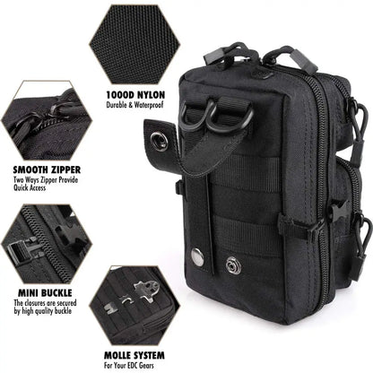 Mini Molle Utility Pouch, EDC Small Tool Pouch for Outdoor Hiking Camping, Phone & Gear Storage Bag
